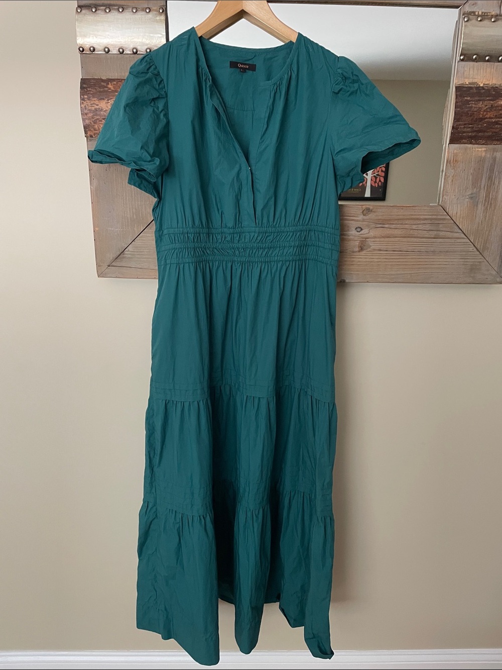 Quince Teal Tiered Maxi Dress
